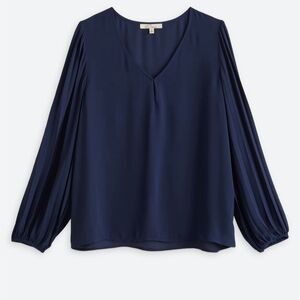 Elegant Deep Blue V-Neck Blouse